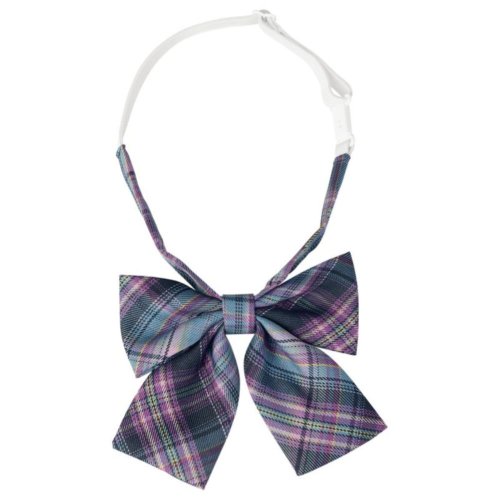 Plaid Pre-tied Bow Tie Adjustable Neck Strap Colorful Bowties Dark Blue Lilac